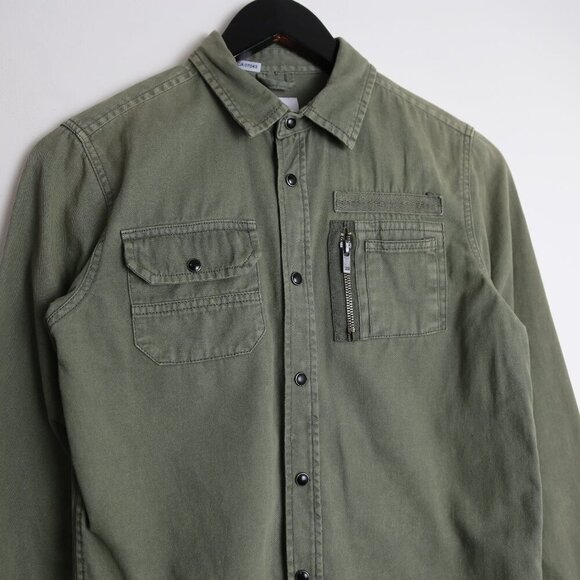 Joe's Jeans Utility Boys Shirt Collared Army Green Size Medium (10-12) - Picture 2 of 8